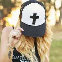 Бейсболка с принтом в виде креста и букв, Кепка водителя грузовика для женщин и мужчин, унисекс, с сеткой, регулируемый размер, Прямая поставка, белый M-6