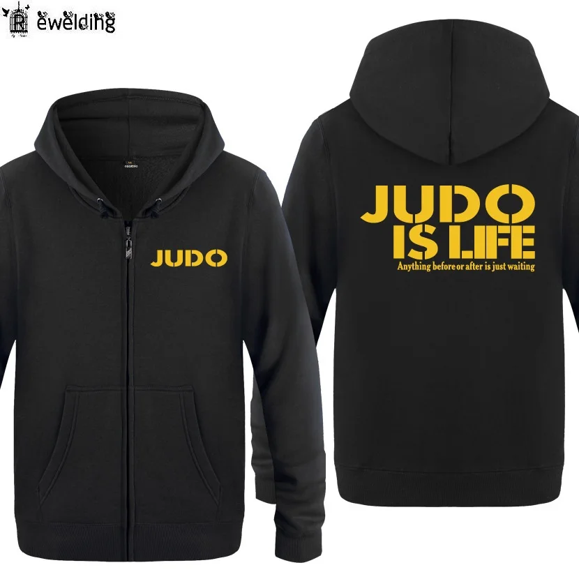 

Zipper Hoodies Men Judo is Life Letter Mens Hoodie Fleece Long Sleeve Man's Jacket Coat Sweatshirt Fitness Tracksuit Oversized