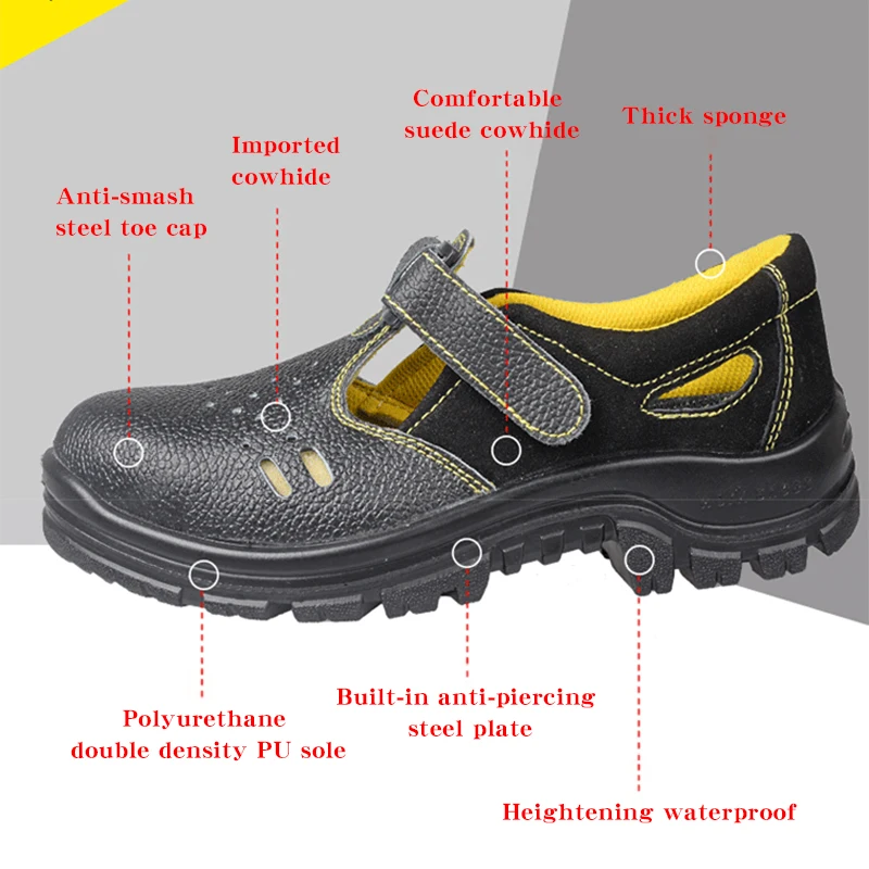 Новый труда безопасная обувь Сталь носком лето-осень анти-пирсинг дышащая промышленной безопасности обувь анти-разбив работы Легкий