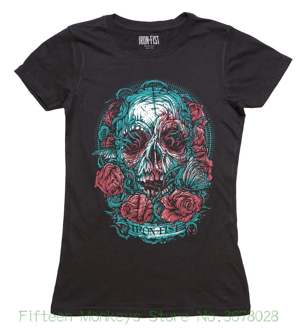 

Women's Tee Iron Fist Santeria Ladies Black T-shirt Lady Clothe Printed clothing Shirt