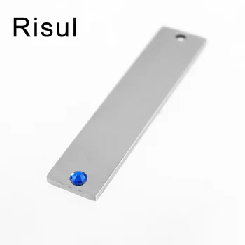 

Stainless Steel Blank Bar Pendant With Birthstone Month Stone For Necklace&Keychain Mirror Polished Charms 12pcs