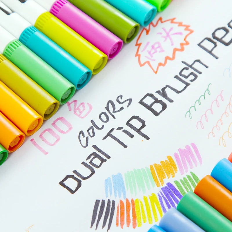 Markers Brush Pen 121824364872100 Colors Dual Brush Art Markers Pen Fine Liner Drawing Painting Watercolor Manga  Drawing Set 2