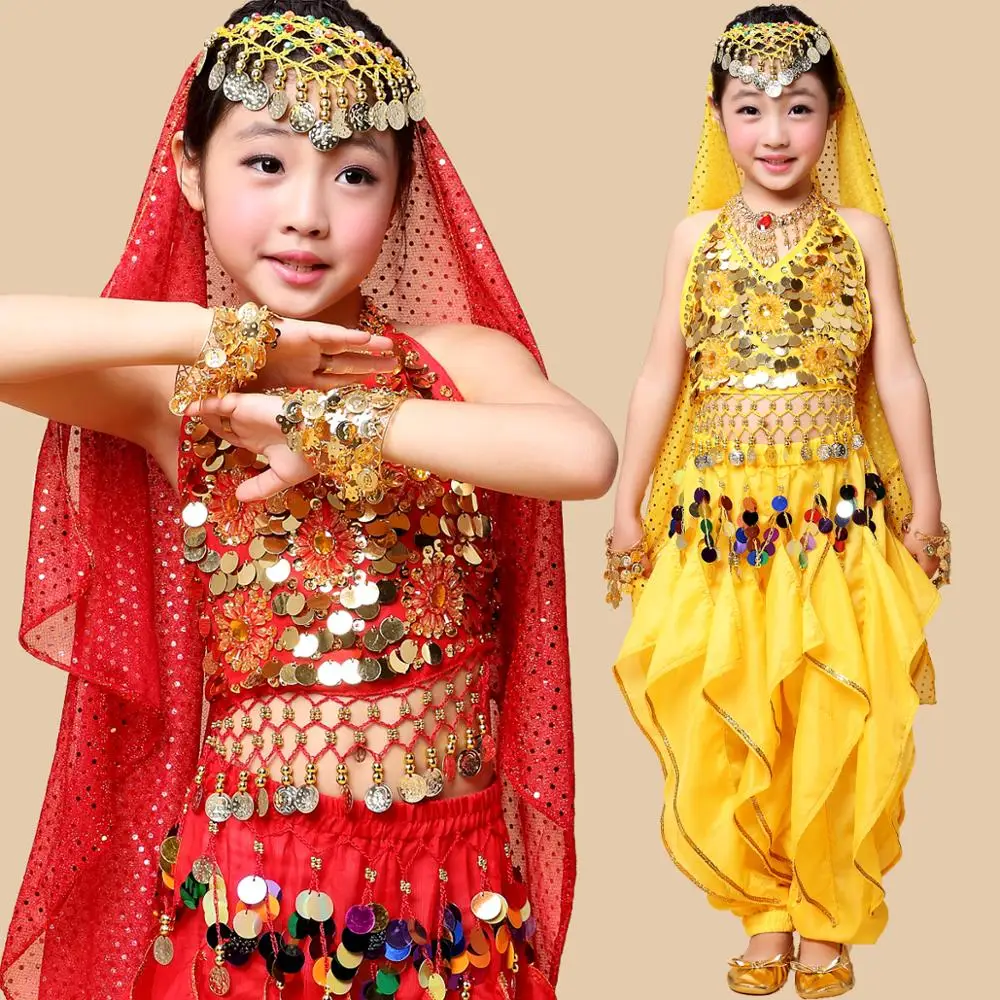 2016 New Cute Children Girls Oriental Belly Dance Costume Set Indian ...
