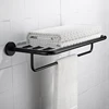 Black Matte Stainless Steel Bathroom Hardware Towel Rail Rack Roll Paper Holder Toilet Brush Holder Bathroom Accessories ► Photo 2/6