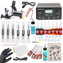 Высокое качество татуировки комплект черный двойной интерфейс Стрекоза тату машина двойной источник питания TM275