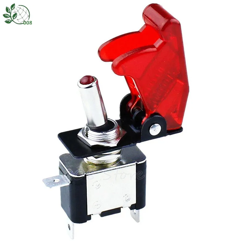 الأحمر مضيئة LED التبديل تبديل بصاروخ نمط نفض الغبار غطاء سيارة داش 12 V TM