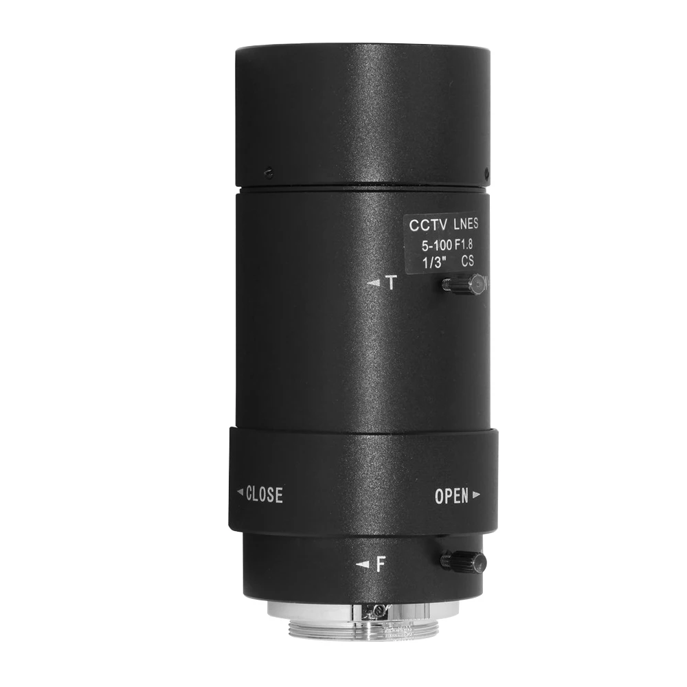 

5-100mm CS F1.8 Lens 1/3" Manual Iris & Focal Length Varifocal Zoom CS-Mount Lens for Security CCTV Camera
