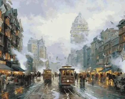 cioioil-X268 San Francisco Market Street painting by numbers Acrylic Picture Wall Art drawing by numbers on canvas for home decor