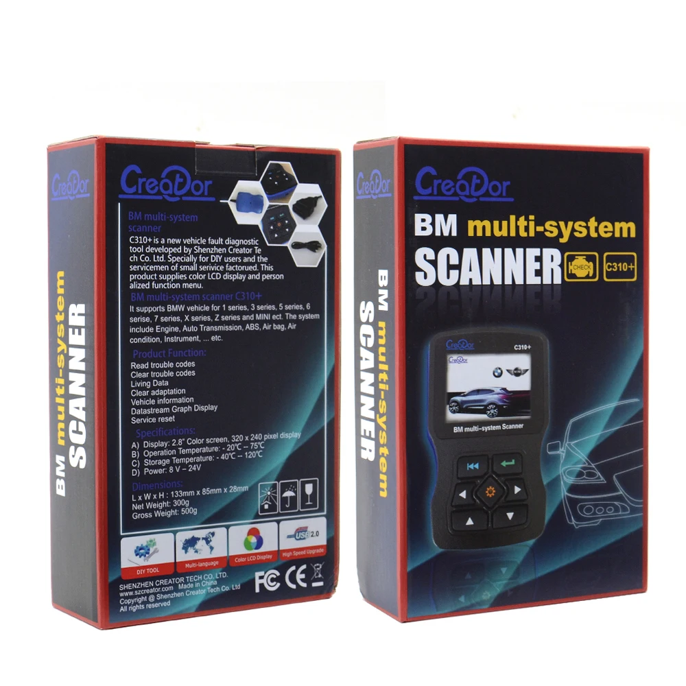 Для BMW полная система автомобиля диагностический инструмент Creator C310+ V8.0 OBD2 сканер Код ошибки ридер для BMW