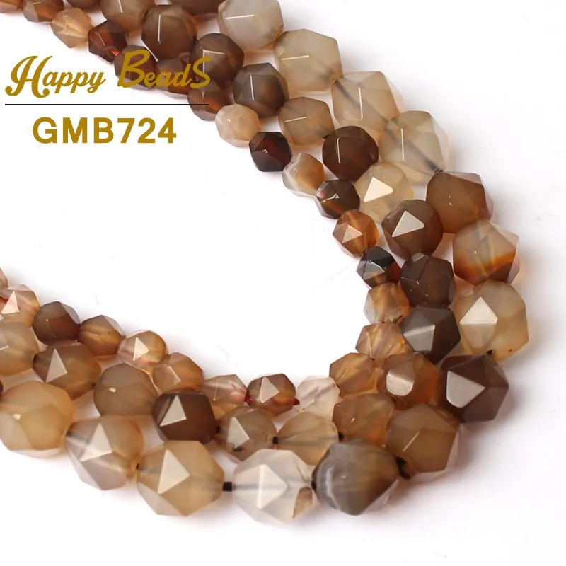 

Faceted Coffee Brown Agates Beads Natural Stone Loose Bead For Making Jewelry 15"Strand 6/8/10MM DIY Bracelet Necklace Wholesale