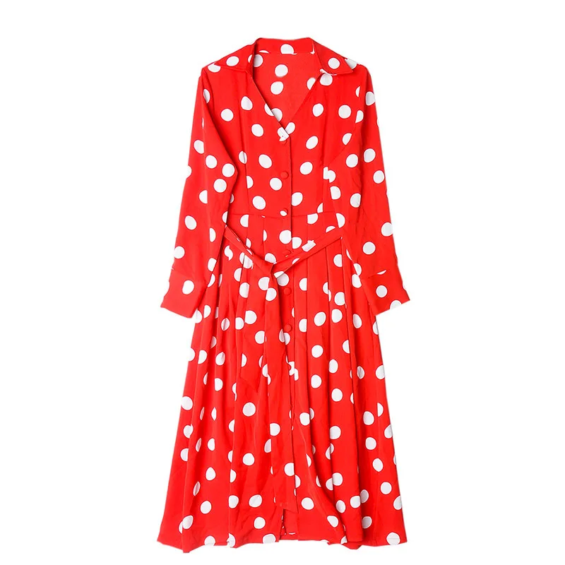 Baratos 2019 primavera y verano mujeres vestido nuevo estilo bohemio temperamento onda punto vestidos arco cintura conjunto una línea vestido