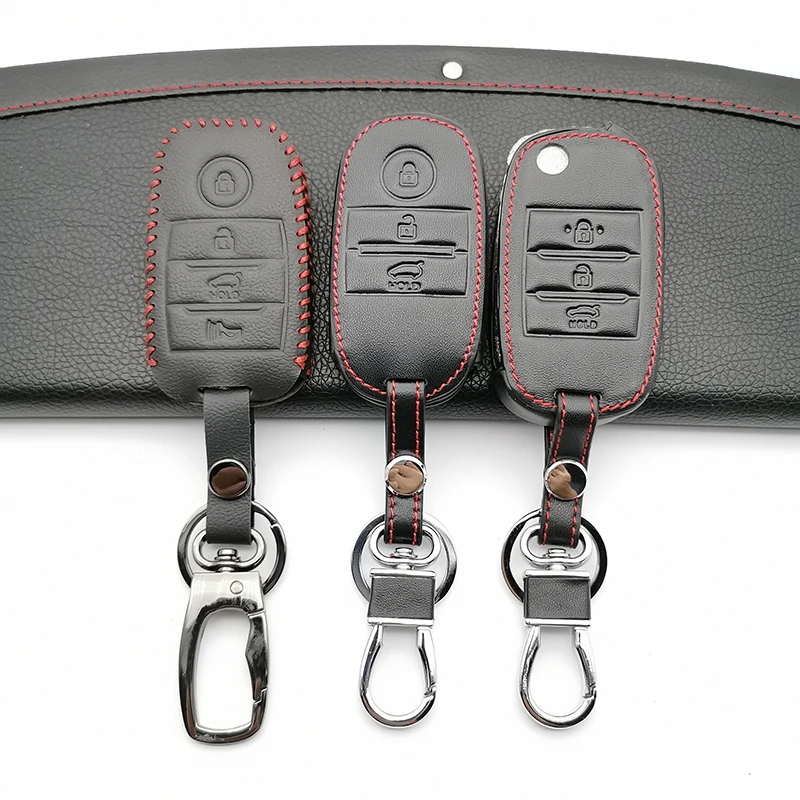 Горячая Распродажа, автомобильный кошелек для смарт-ключа, автомобильный чехол из натуральной кожи для ключей, кожаные чехлы для ключей для Kia Optima K5 Sportage, 3 кнопки дистанционного управления