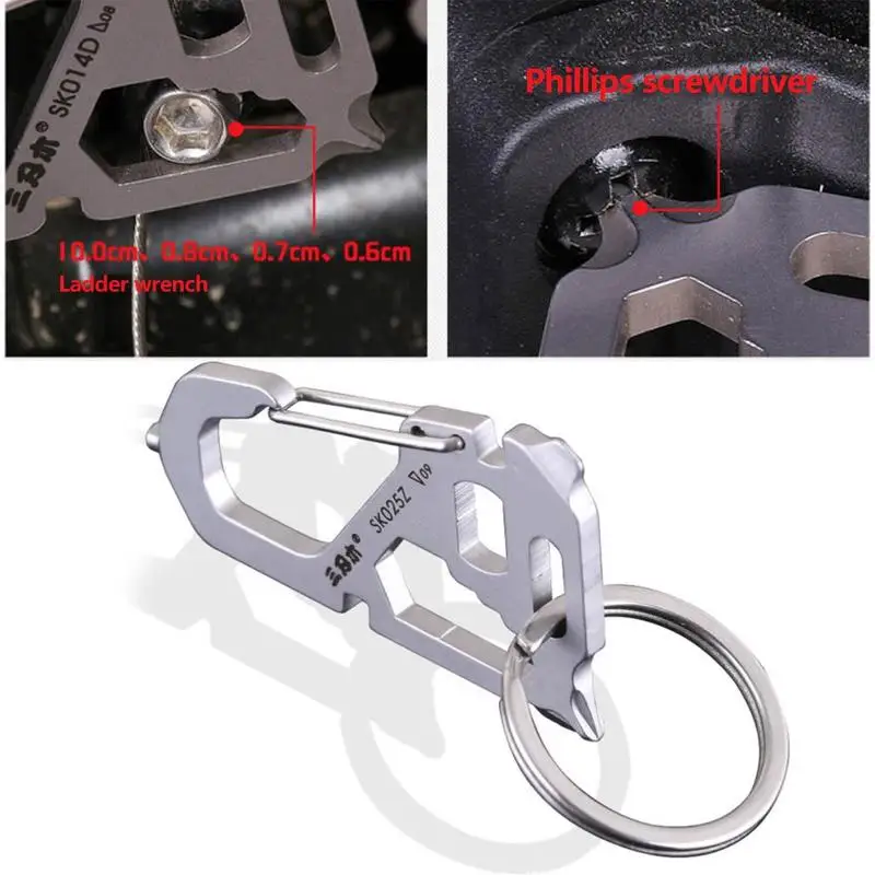 

Sanrenmu Multi Tool Toolkit Screwdriver Meter Spanner Wrench Bottle Opener Spoke Key Nail Puller Key Ring