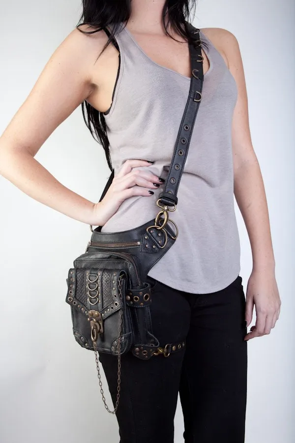 Bolso de cintura para hombre mujer, bolsa estilo gótico, Steampunk, Retro, Rock, la moda, bandolera para teléfono - Maletas y bolsas