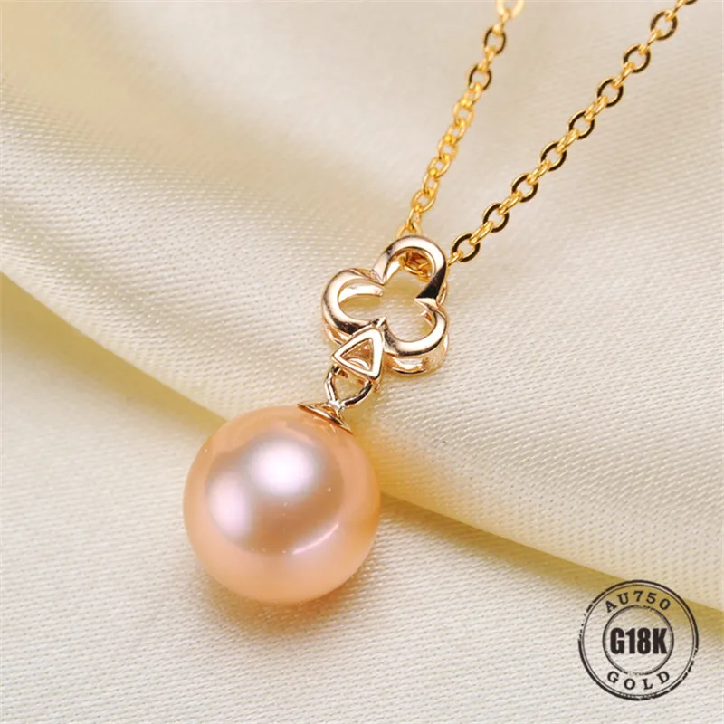 

DIY Pendant Jewelry Findings Blank Pendants Bracket AU750 G18K Yellow Gold Simple Bracket Natural Pearl Cap Accessories