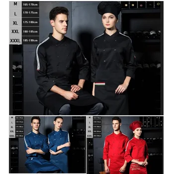 

10pc s Canteen chef wear long sleeved clothes and hotel restaurant fast-food restaurant kitchen uniform thick style by
