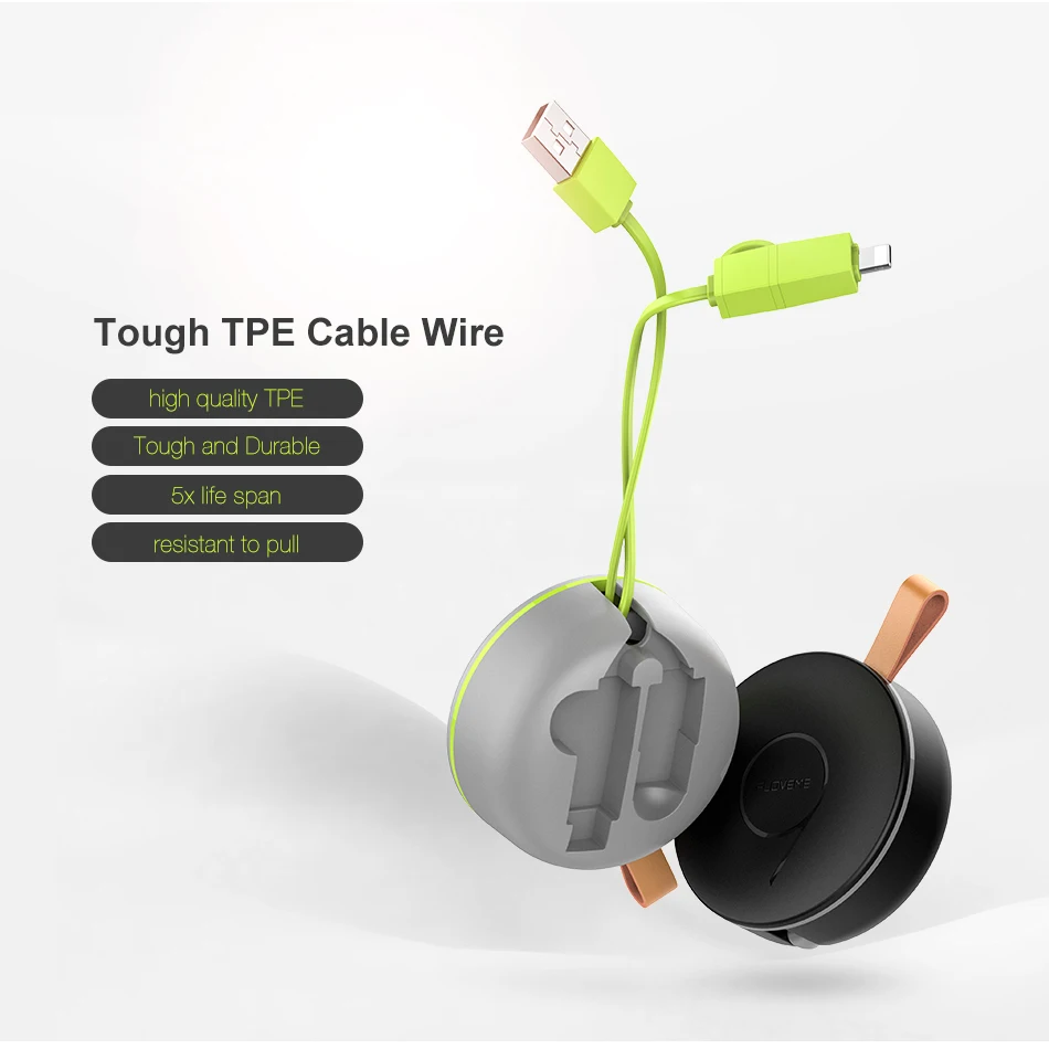  FLOVEME Versenkbare USB Kabel 2 in 1 kompatibel 2.1A Schnelle Lade Einstellbar Für iPhone X 8 7 6 S
