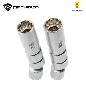 

1pc 14 Or 16mm Magnetic Thin Wall Universal Joint Spark Plug Socket Removal Tool 12pt 97L