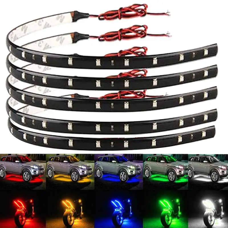 

2pcs 30CM Flexible 15 LED SMD Waterproof Strips 5050 Bright Lights 12V For Cars Trucks Boat Motorcycle Dropshipping