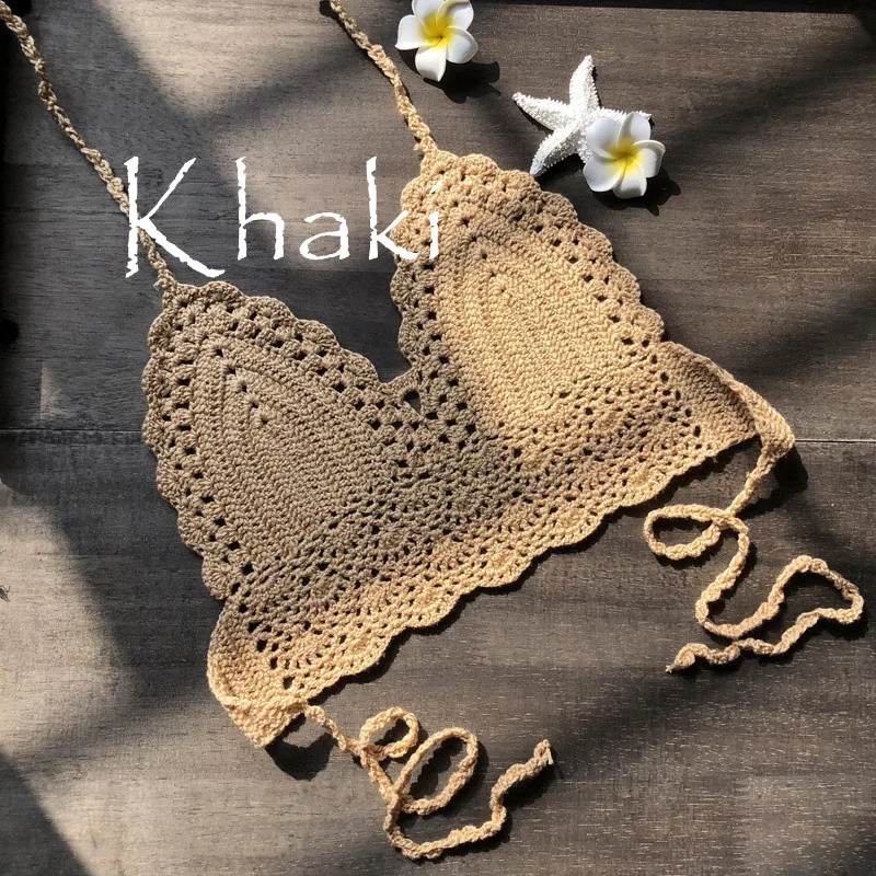 Женский купальник бикини однотонный красный вязанный крючком Топ сексуальный