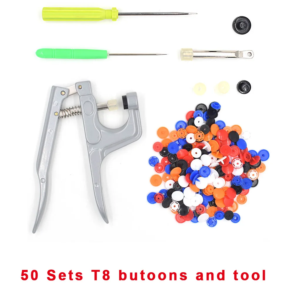 1 набор металлических зажимных плоскогубцев, инструменты, используемые для T3 T5 T8 кнопочных зажимных плоскогубцев, цветные смешанные полимерные оснастки - Цвет: 50 sets T8 and tools