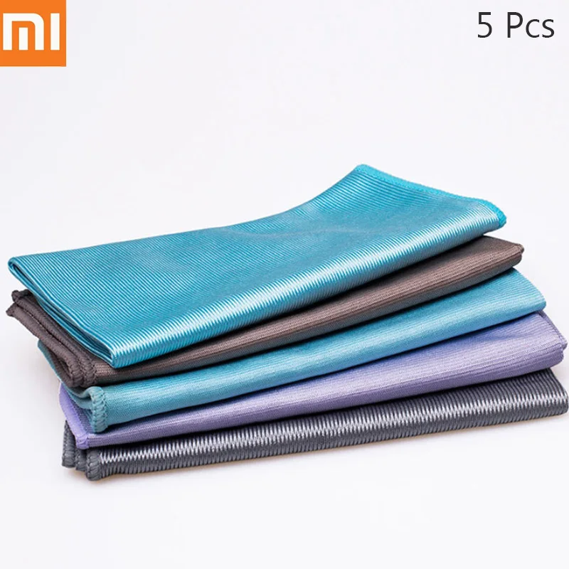 

5Pcs Xiaomi Jiezhi Microfiber Seamless Towel Strong Water Absorption Kitchen Rag Glass Cleaning Tool Antibacterial Towels h30