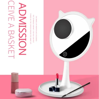 

LED Light Pet Smart Charging Desktop Mirror Touch Screen Makeup Mirror Professional Makeup Mirror