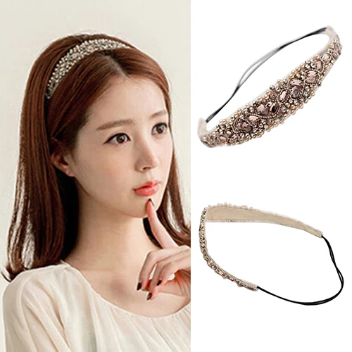 Women's Sweet Lace Faux Pearls Hairband Rhinestone Crystal Headband Head Piece 9TP6 | Аксессуары для одежды