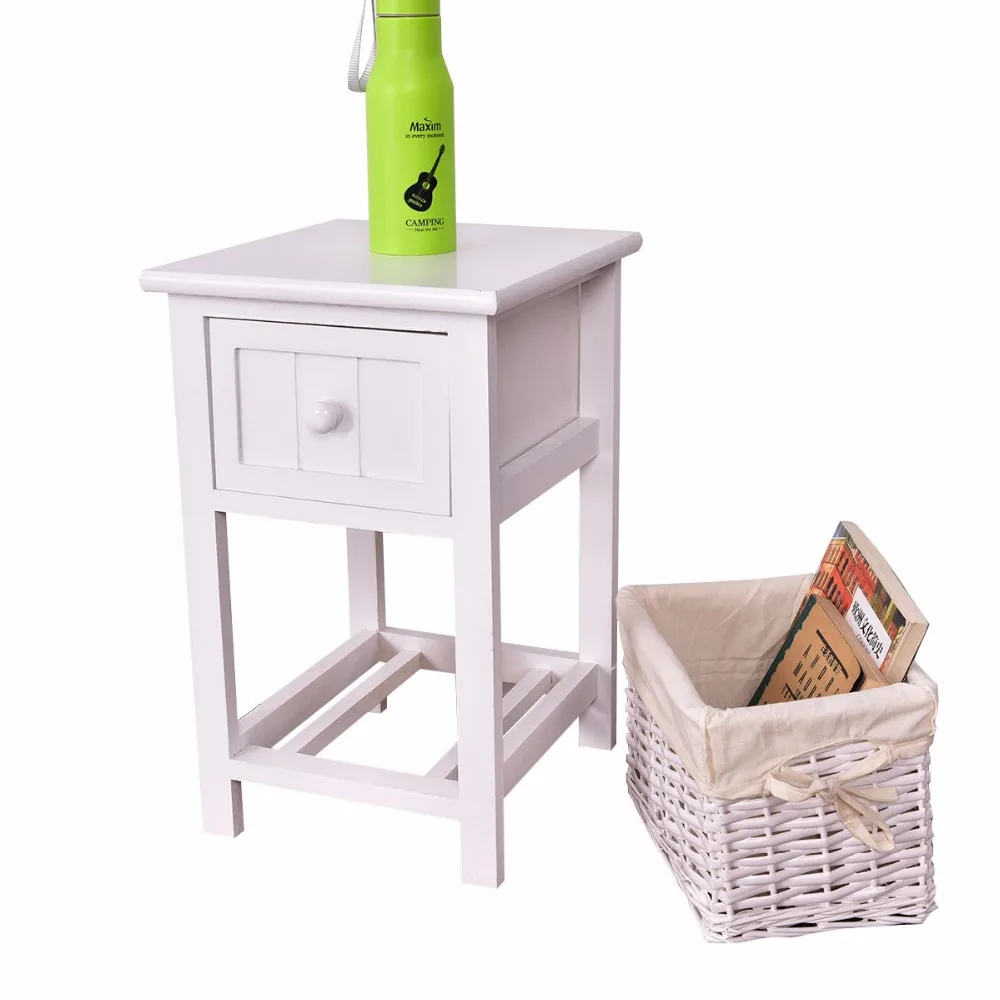 Goplus Night Stand 2 Layer 1 Drawer Bedside End Table White Modern Organizer Bedroom Wood Nightstand with Basket Small HW53787 Goplus Night Stand 2 Layer 1 Drawer Bedside End Table White Modern Organizer Bedroom Wood Nightstand with Basket Small HW53787