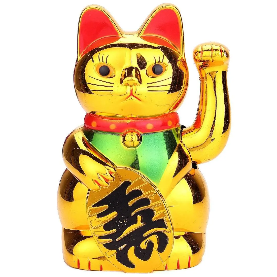 

LUCKY BECKONING CAT Waving Kitty Maneki Neko Gold White Black Wealth