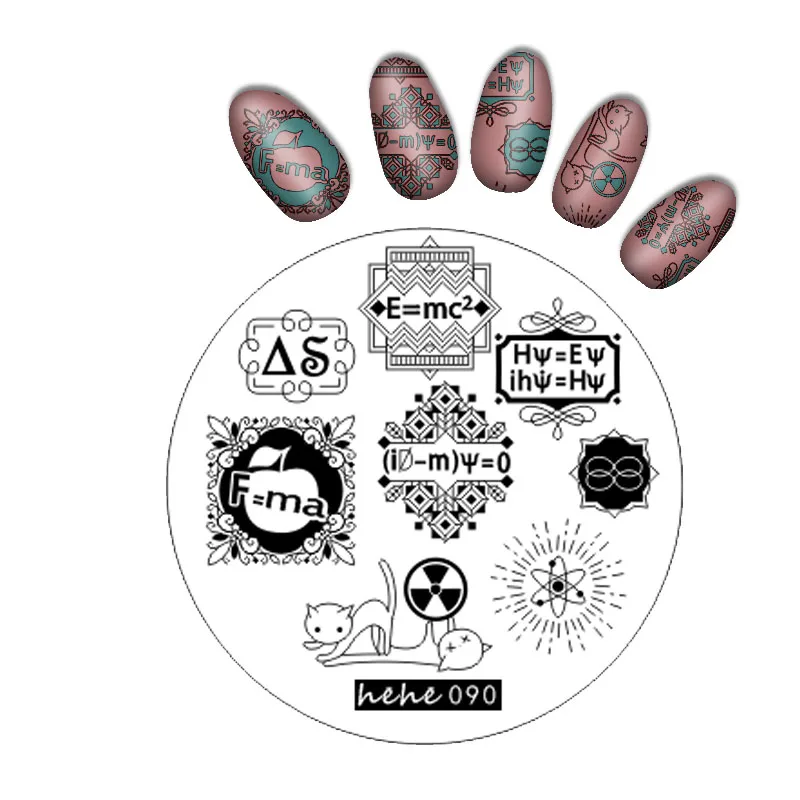 1 шт круглая форма hehe серия пластина с изображениями для нейл-арта Штамп Штамповка ногтей пластины маникюр шаблон