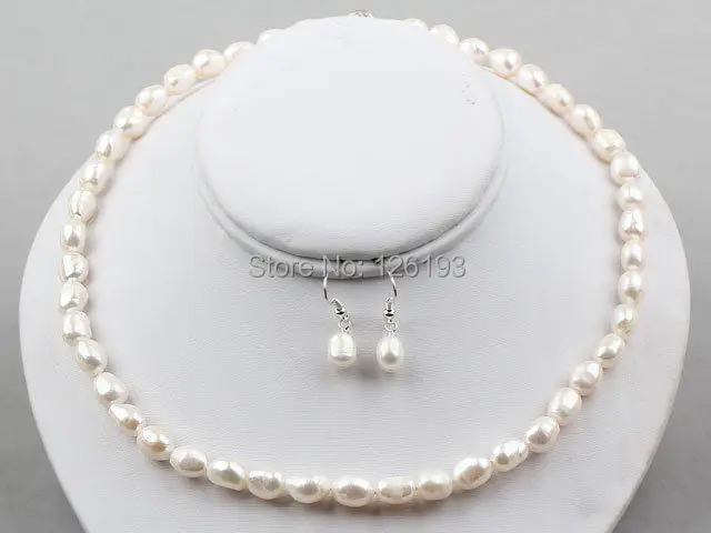 Real Pearl Jewelry Sets Nice 8 9mm Baroque Necklace Earrings Real Pearl Jewelry Sets Nice 8 9mm Baroque Necklace Earrings Set White Colour