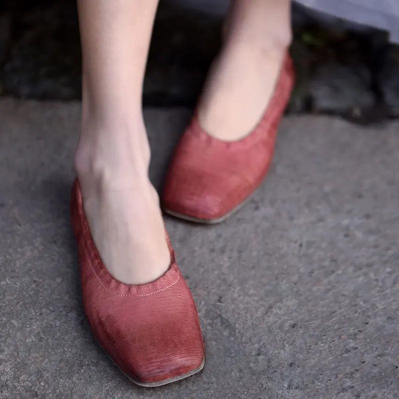 

Artmu Original 2019 New Genuine Leather Soft Sole Women's Shoes Flat Square Toe Shallow Mouth Handmade Flats 1113-2