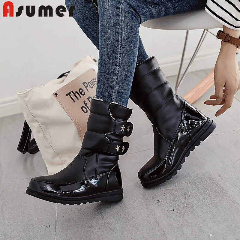 

ASUMER 2020 fashion hot sale new ankle boots round toe winter keep warm snow boots flat with Waterproof and antiskid boots women