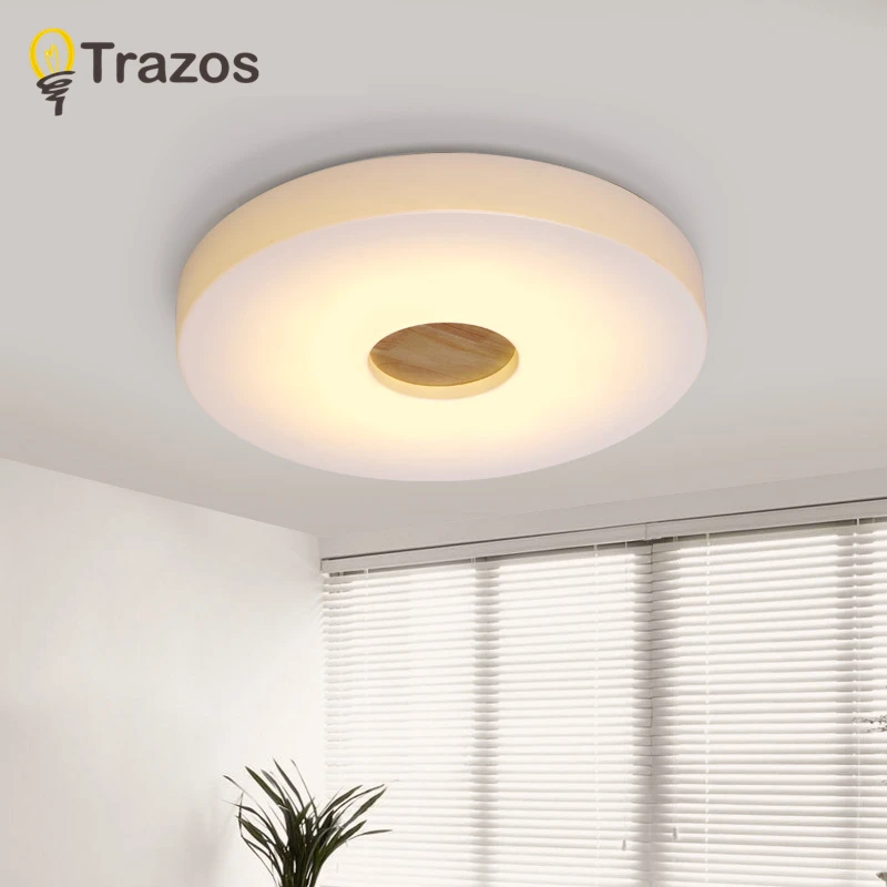 

TRAZOS Simple Wooden Ceiling Lights Japan Style Bedroom Living Room Cafe Home Lighting Ceiling Lighting 7.5cm Wood Ceiling Lamp