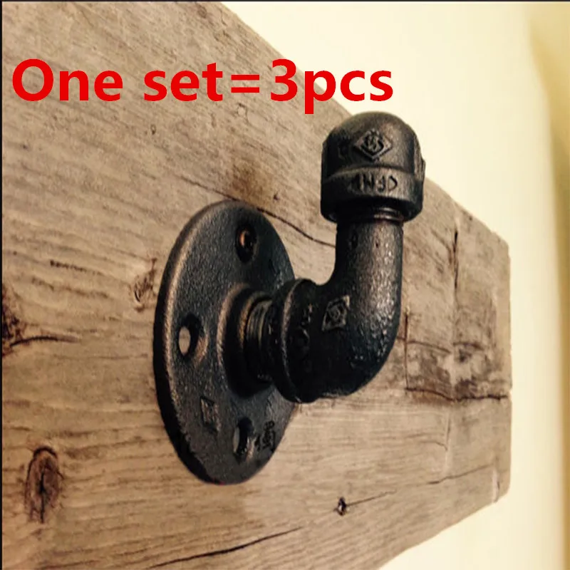

3Pcs Industrial Clothes Rack Retro Style Pipe Wall Hooks Cloth Hook Hanger Wall Hanging Hook Vintage Bron Coat Rack Hat Rack-Z34