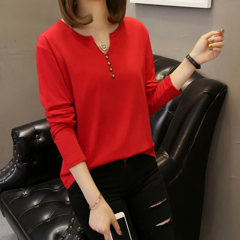 

Wholesale Basic T Shirt Women Long Sleeve Womens Tops 2018 Spring Autumn Tee Shirt Women Korean Style T-Shirt T7