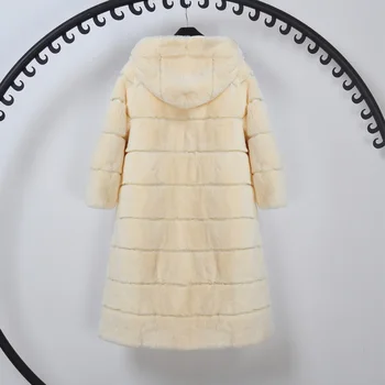 

Hooded Loose Fit Natural Rex Rabbit Fur Coats Outerwear Women Wave Cut Long Style Thick Warm Winter Fur Jackets 2018 New Arrival