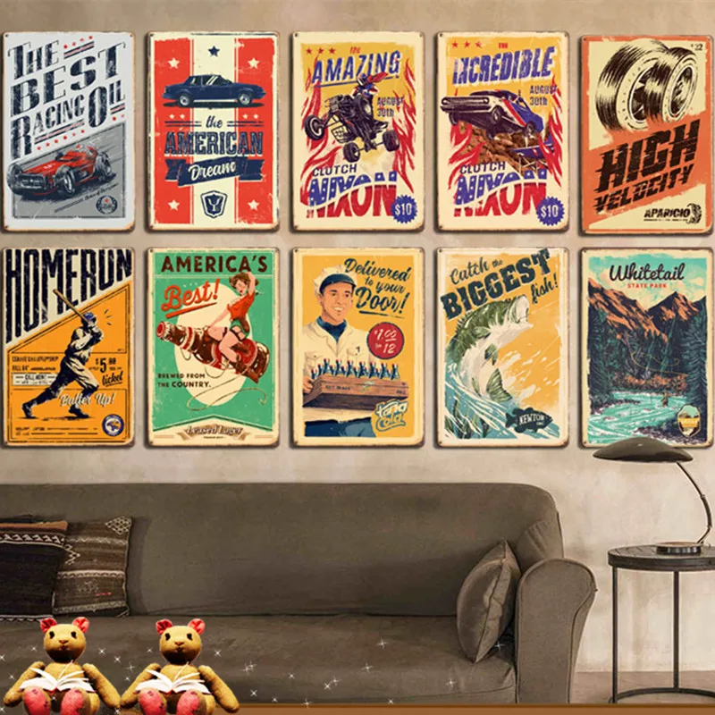 

Sports Racing Nixon Car 50 60 70 American Retro Nostalgic Metal Tin Sign Art Decor Iron Poster Home Decor Wall Art for Bar Pub