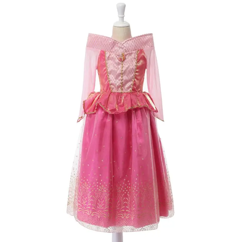 MUABABY платья для девочек, костюм Спящей красавицы, вечерние платья из тюля для костюмированной вечеринки Авроры с длинными рукавами для танцев, Детская летняя одежда - Цвет: Girls Aurora Dress