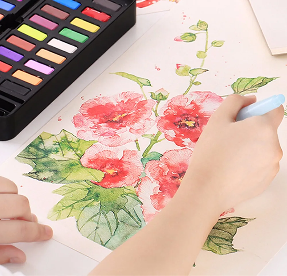 Art 36 color solid watercolor pigments for primary and middle school students to practice watercolor painting