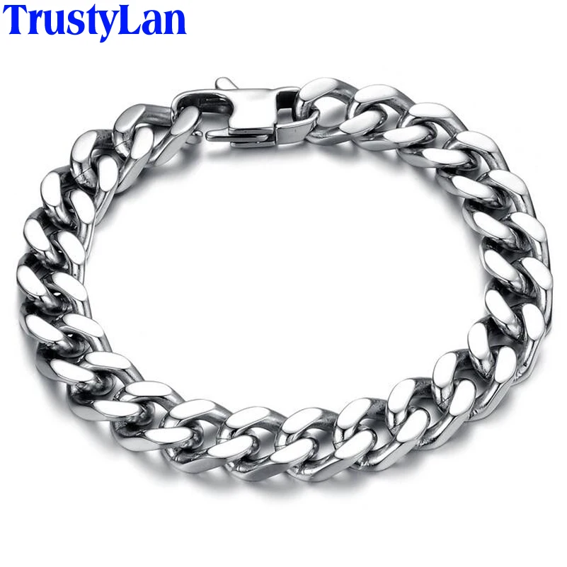 

TrustyLan Fashion Men Bracelet High Quality Stainless Steel Mens Bracelets Jewelry Accessory Gifts Thick Chains Wristband