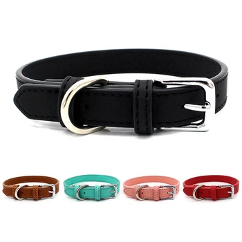 

Cat Puppy Collar Neck Strap PU Leather Dogs Adjustable Buckle Dog Collars Puppy Necklace For Small Dogs Pet Accessories