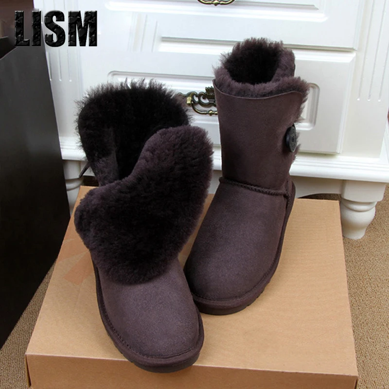 2018 classic high quality genuies leather sheep fur boots snow  boots wool boots casual breathable warm warm snow boots