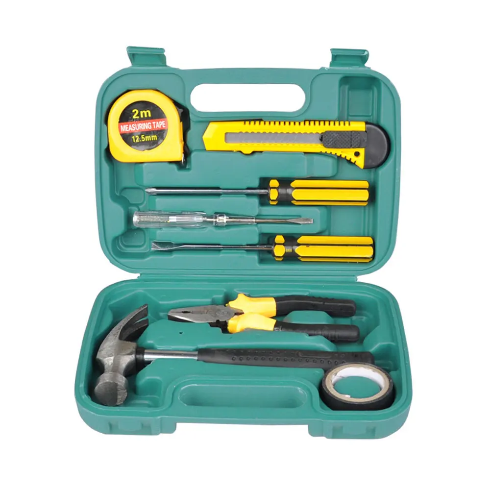 

Super PDR Tools 9in1 Repairing Hand Tools Kit Pliers Hammer Screwdrivers Knife Kit Tool Box Hardware Car Emergency Household Set