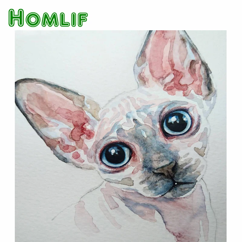 HOMLIF 5D Diamond Mosaic Ink Flower Cat Pattern Sticker Full Square 3D Embroidery Diy Painting Kits Decor | Дом и сад