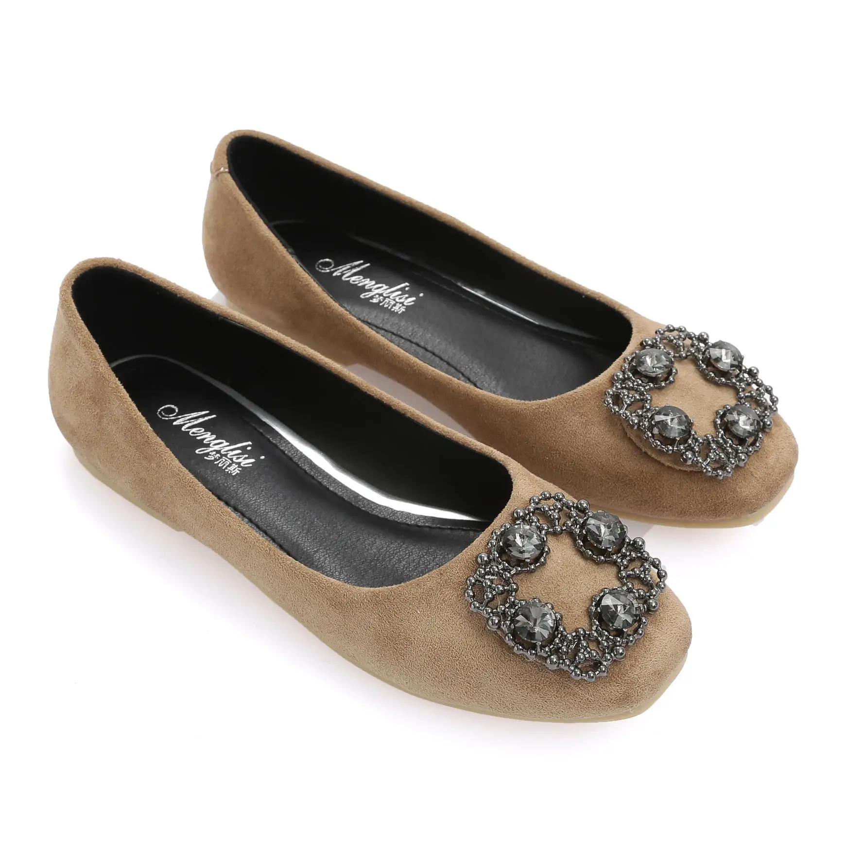 

Suede Leather Slip-on Flat Shoes Women Shoes Large Sizes Fashion Rhinestone Ladies Flats Lightweight Breathable Lazy Loafers