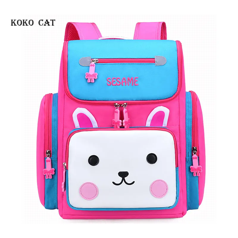 

Children Kids School Baackpack First Grader Orthopedic Bookbag 3D Cute Rabbit Cartoon Printed Girl Bag Knapsack Mochila Infantil