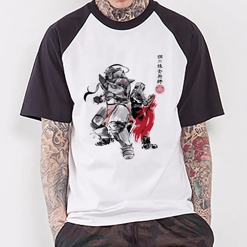 

2019 New Fullmetal Alchemist Shirt Male Japanese Anime Sumi Tshirt Steel Edward Alphonse T Shirt New Design Fashion T-shirt