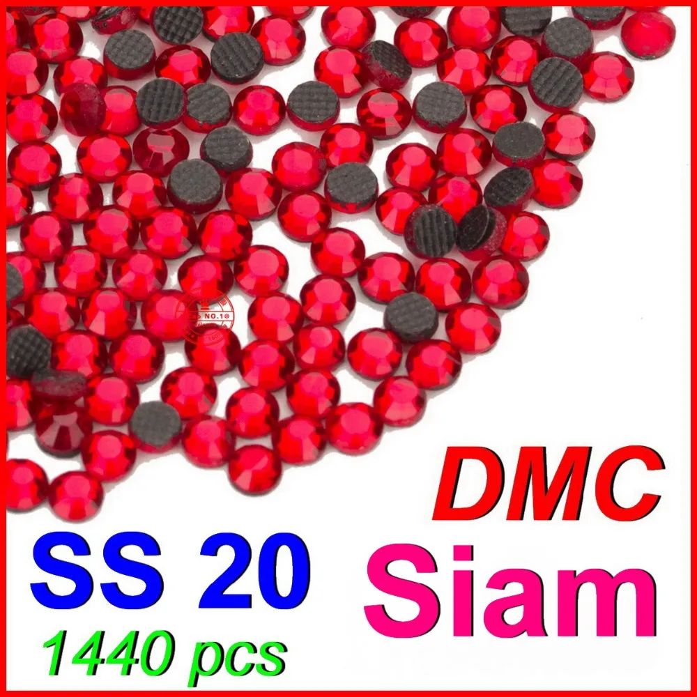 

SS20 4.6-4.8mm,1440pcs/Bag Siam DMC HotFix FlatBack Rhinestones,heat transfer DIY iron-on garment red crystal stone for wedding